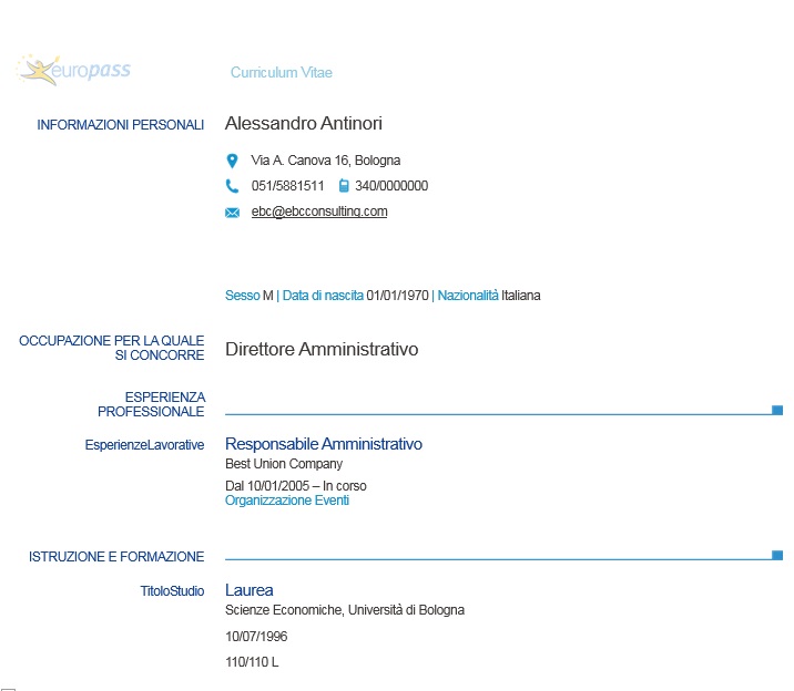 curriculum vitae cv europass ebc