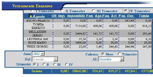 Gestione agenti di commercio, immagine del sistema GESAGE, collegato ad H1 Hrms - sezione calcolo delle provvigioni