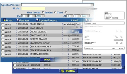Gestione agenti di commercio, immagine del sistema GESAGE, collegato ad H1 Hrms - sezione report e riepilogo dei dati